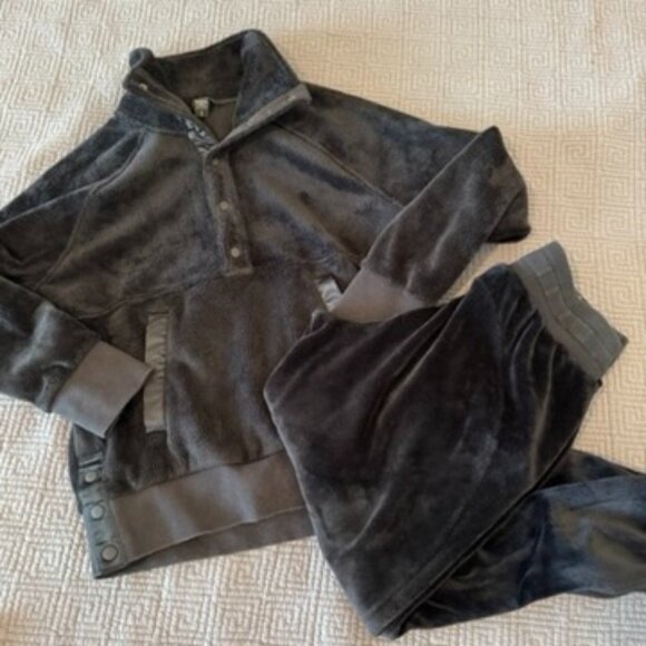 Athleta Cozy Karma Recover Snap Sweatshirt Black Sweater S - Picture 9 of 10